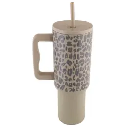 Leopard Print Travel Mug Nude Side
